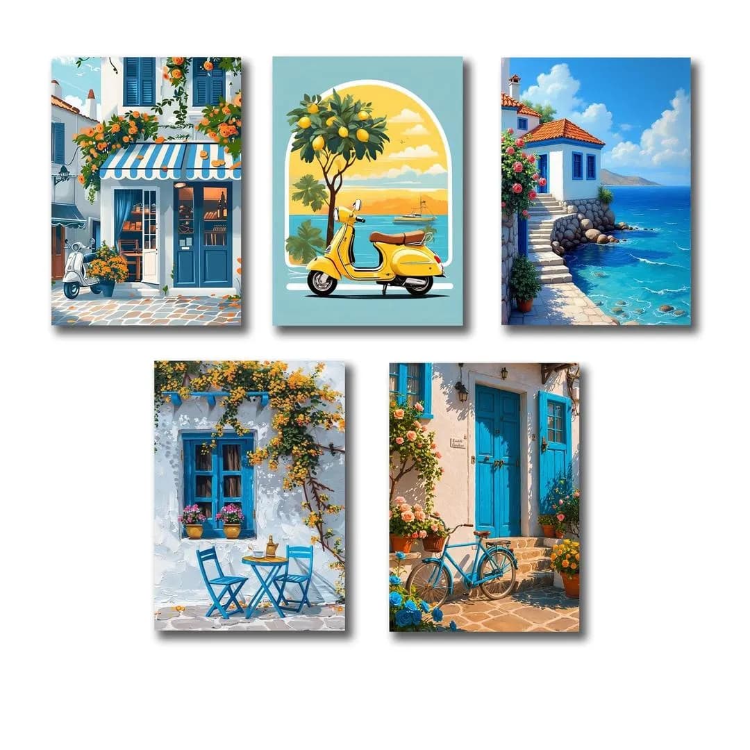 5-Piece Mediterranean Coastal Wall Art Set