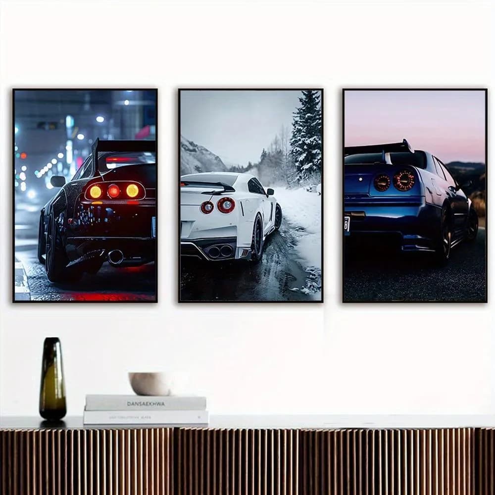 Set of 6 Cars Wall Art Frames for Home Office Decor