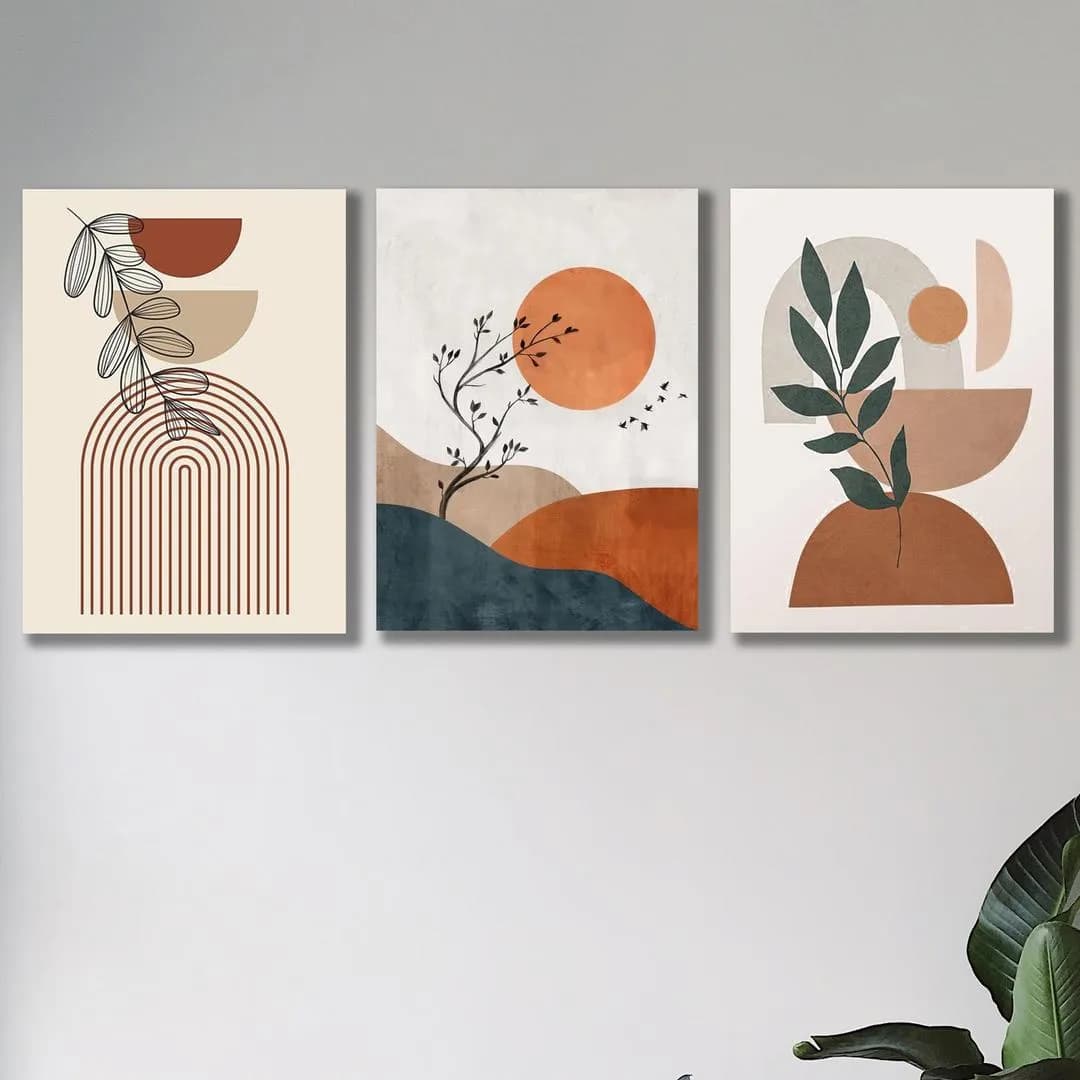 Set of 3 Abstract Wall Art Frames for Home Office Decor
