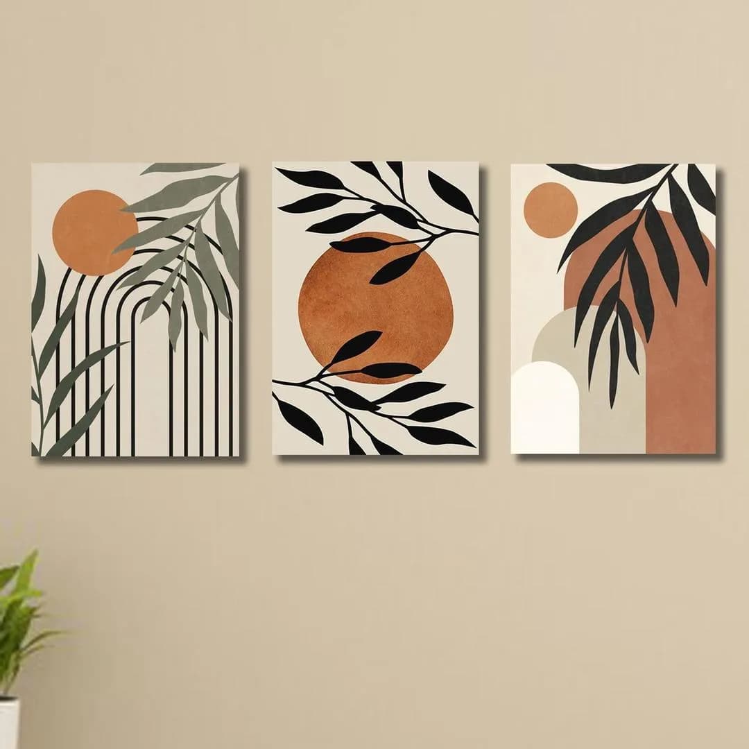 Set of 3 Abstract Wall Art Frames for Home Office Decor