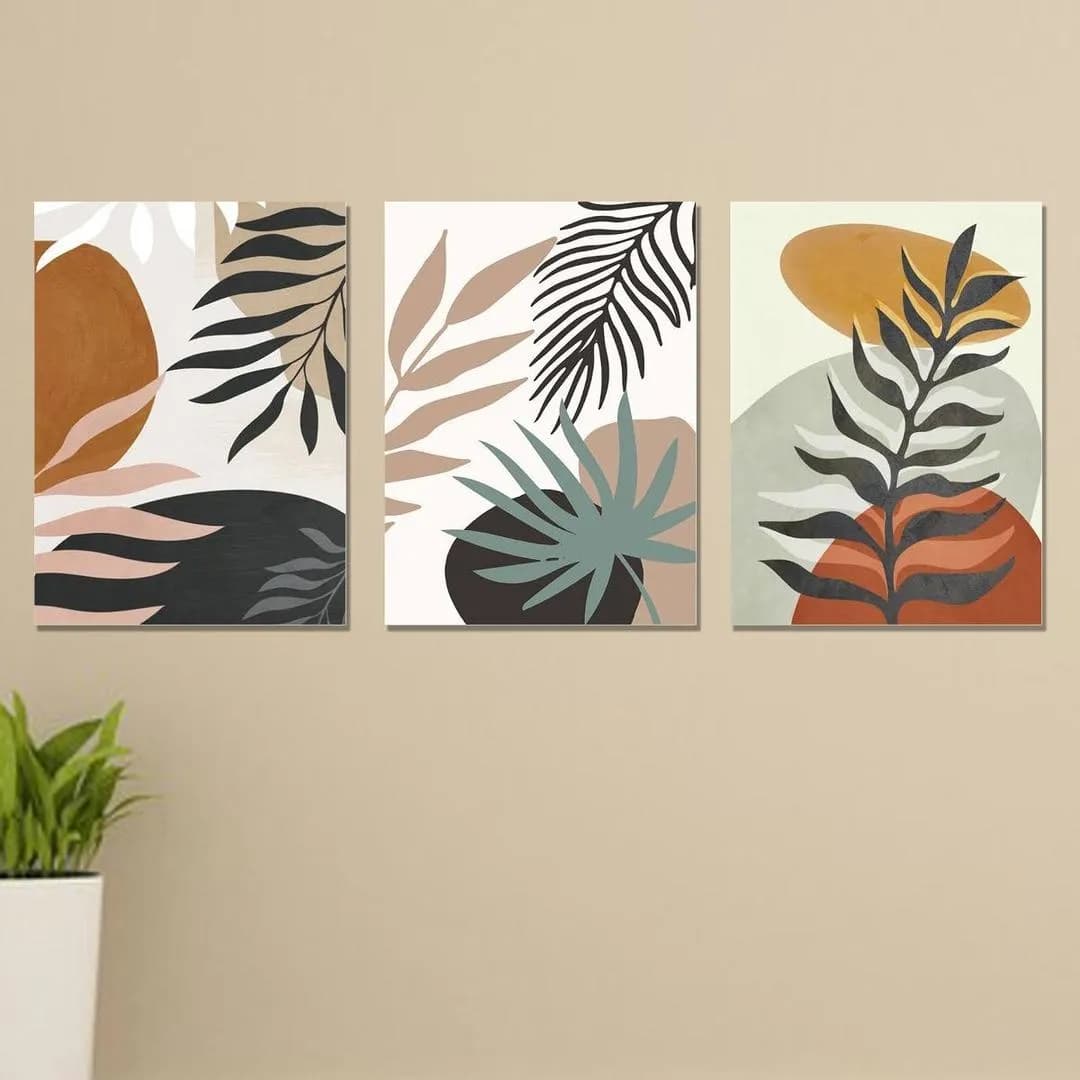 Set of 3 Abstract Wall Art Frames for Home Office Decor