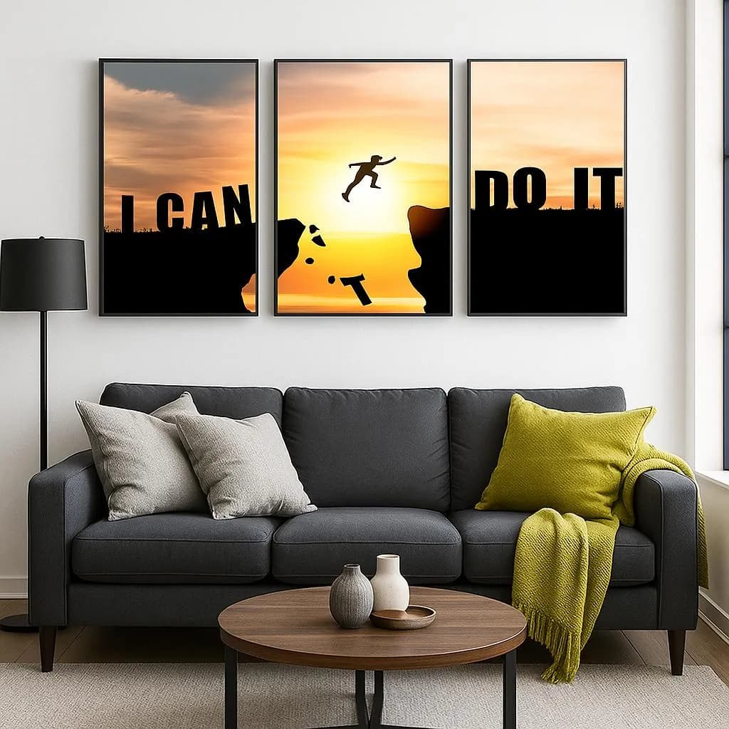 Set of 3 Motivational Wall Art Frames for Home Office
