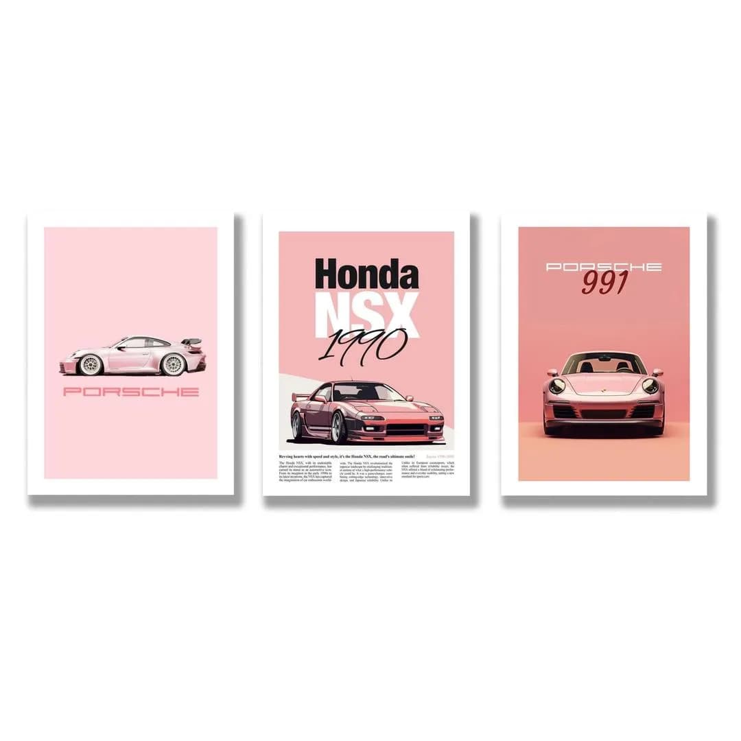 8x11 Inch Honda Car Photo Wall Art Set