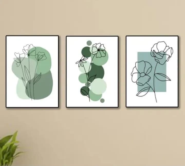 Set of 3 Flower Wall Art Frames for Home Office Decor