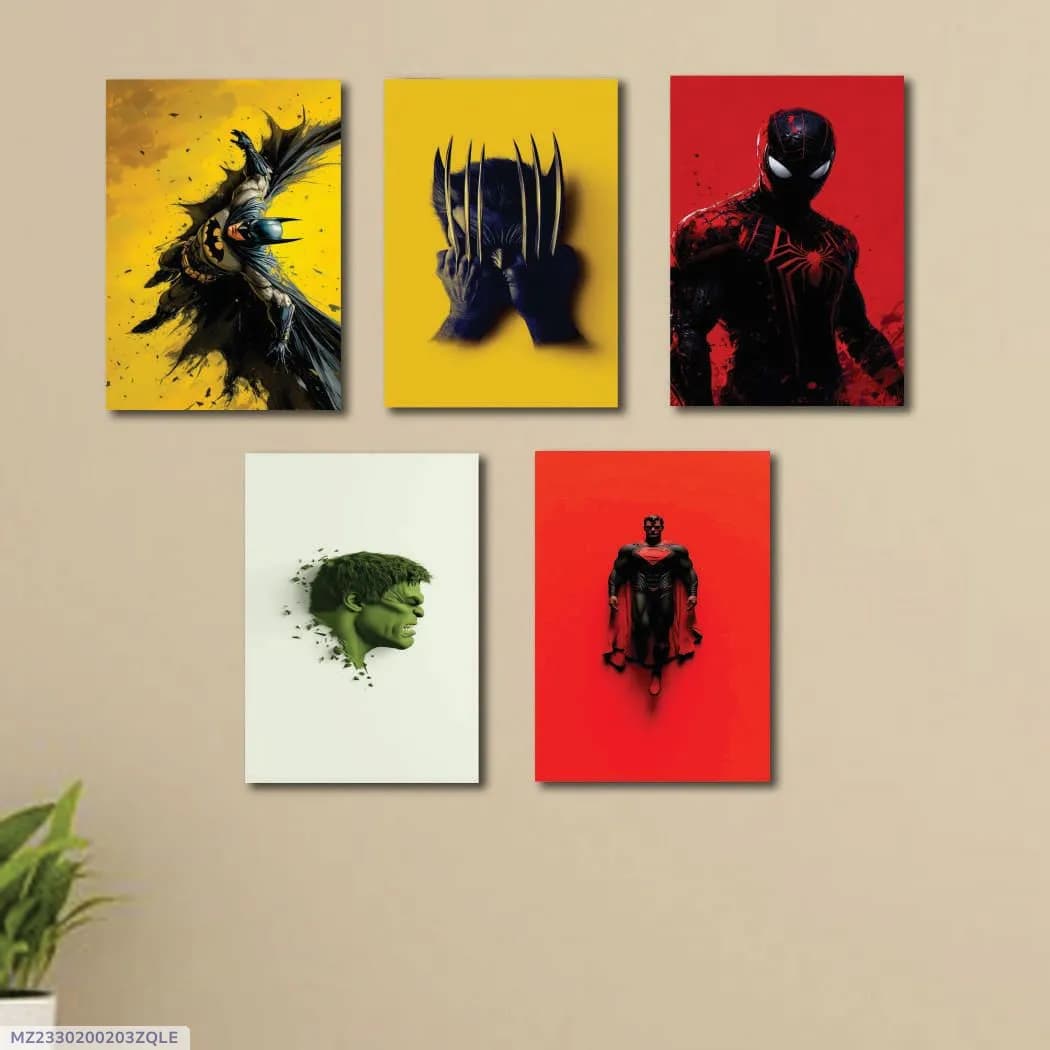 Avengers Wall Art Set 5 Pcs 8x11 MDF Multicolor