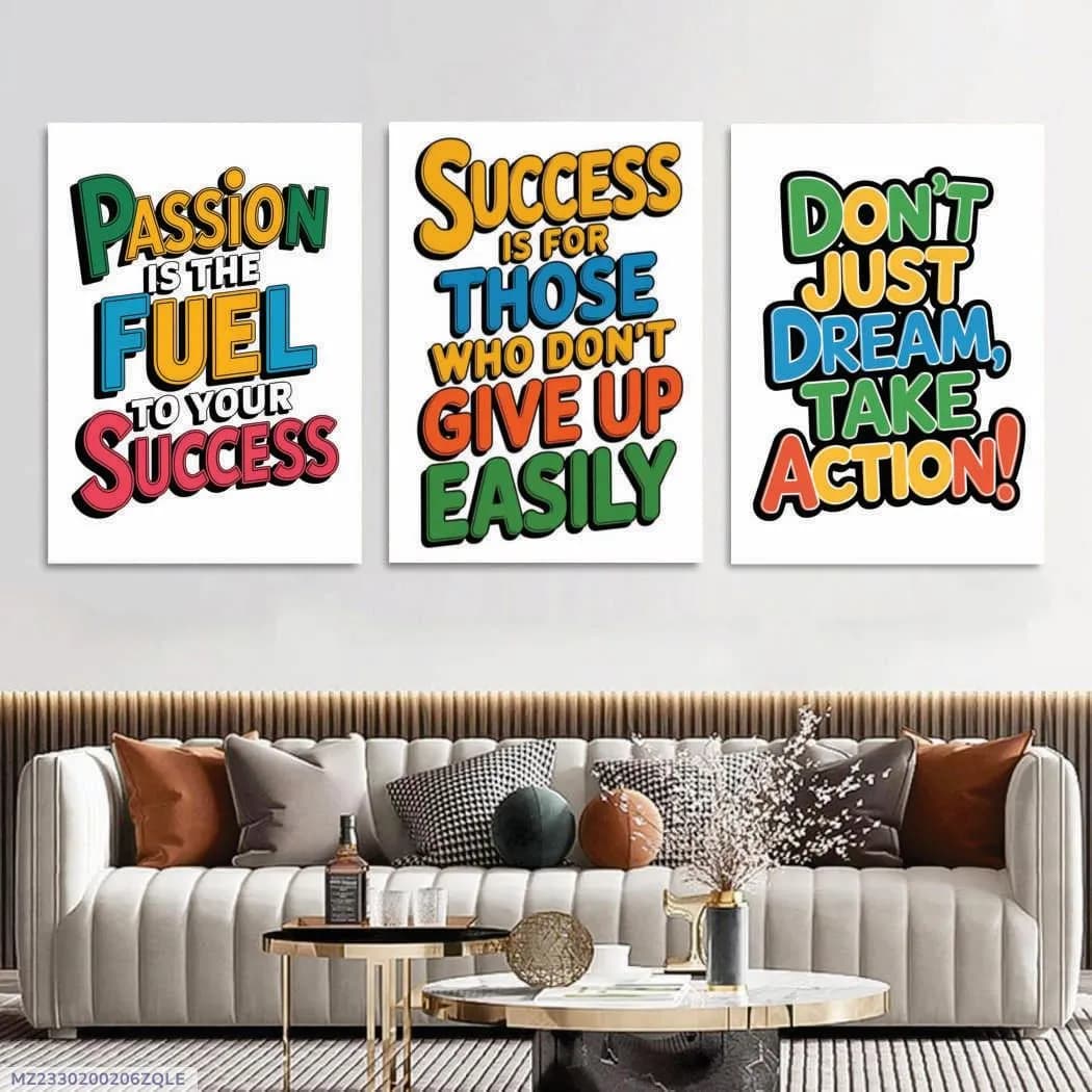 3 Pcs Multicolor Alphabets Wall Art 8x11 Inch