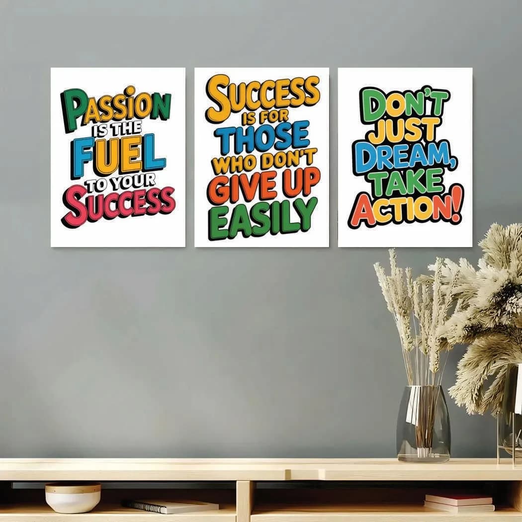 3 Pcs Multicolor Alphabets Wall Art 8x11 Inch