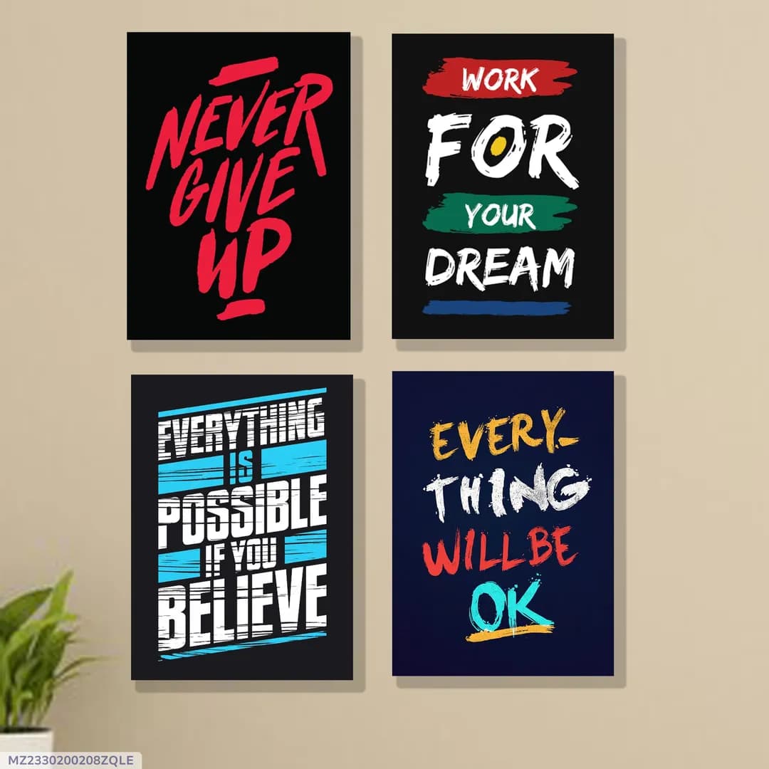 4 Pcs Multicolor Alphabets Wall Art 8x11 Inch