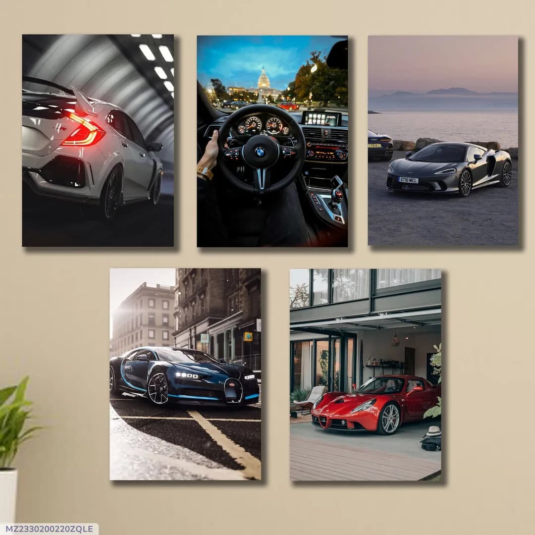 5Pcs 8x11 Car Wall Art Paintings Multicolor MDF