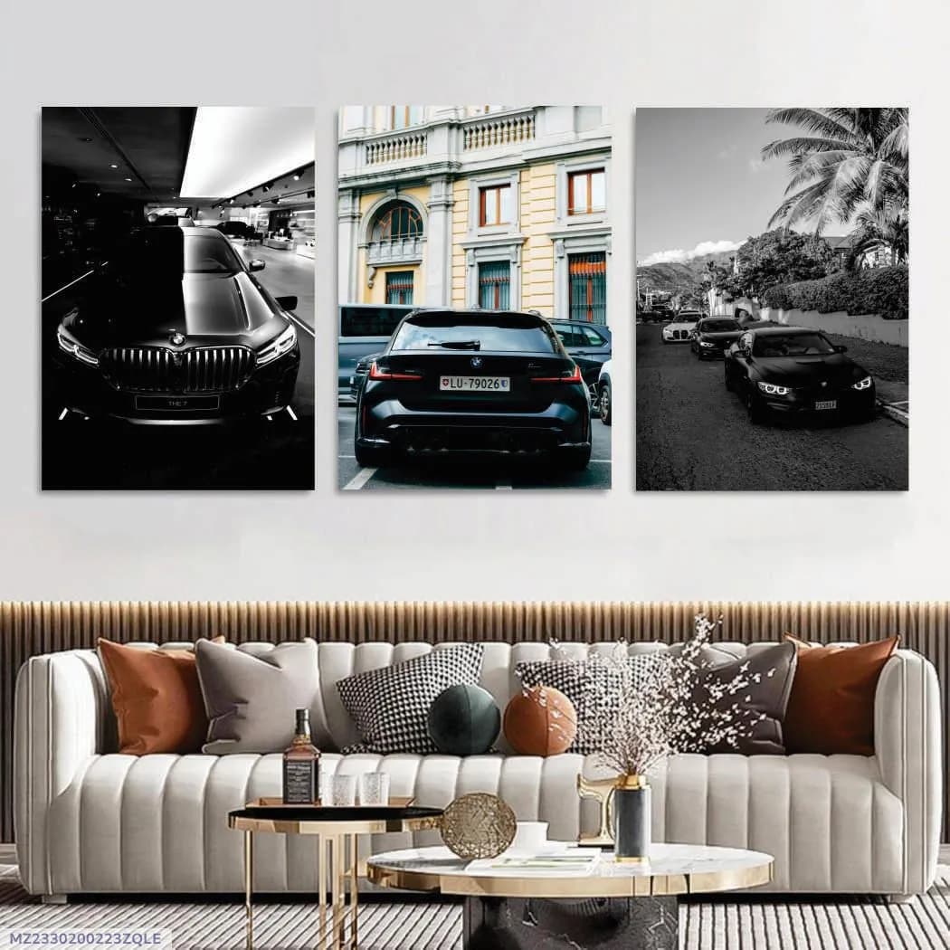 3 Pcs Cars Wall Art Set 8x11 MDF Multicolor
