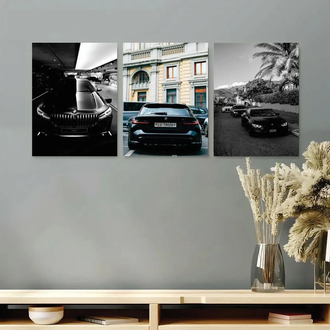3 Pcs Cars Wall Art Set 8x11 MDF Multicolor