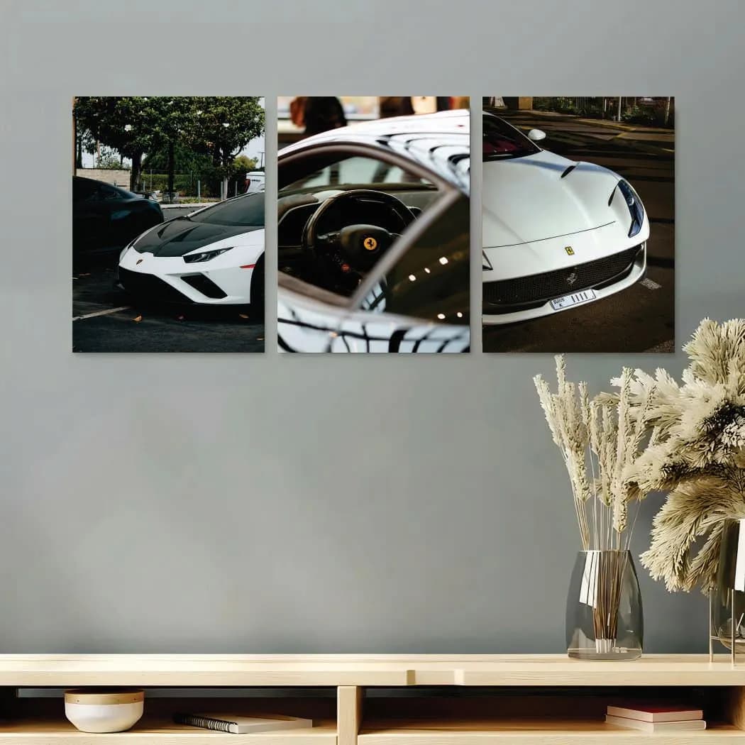 3 Pcs Cars Wall Art Set 8x11 MDF Multicolor