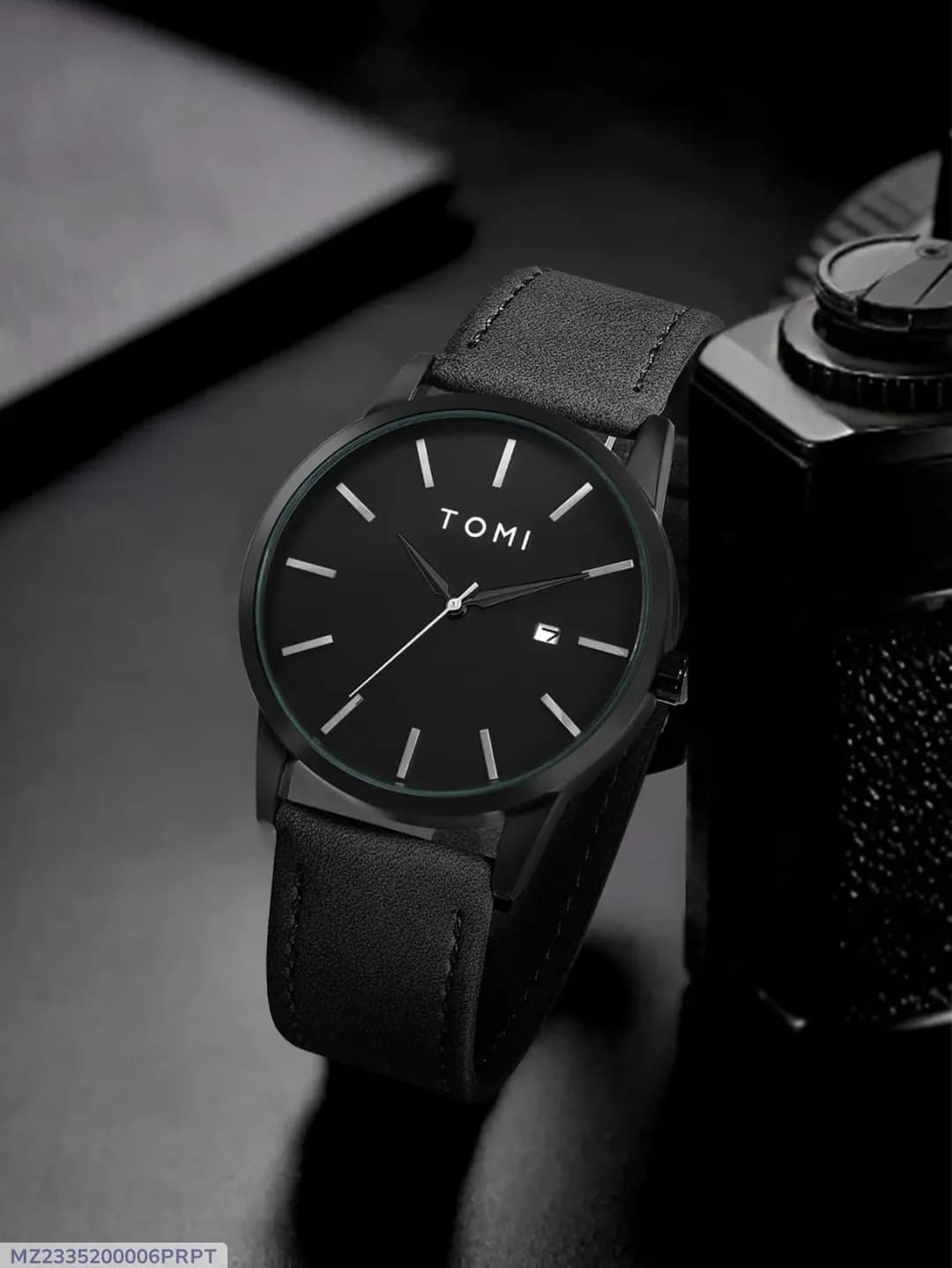 TOMI T-071 Watch For Men Date Quartz Round Shape With Leather Strap
