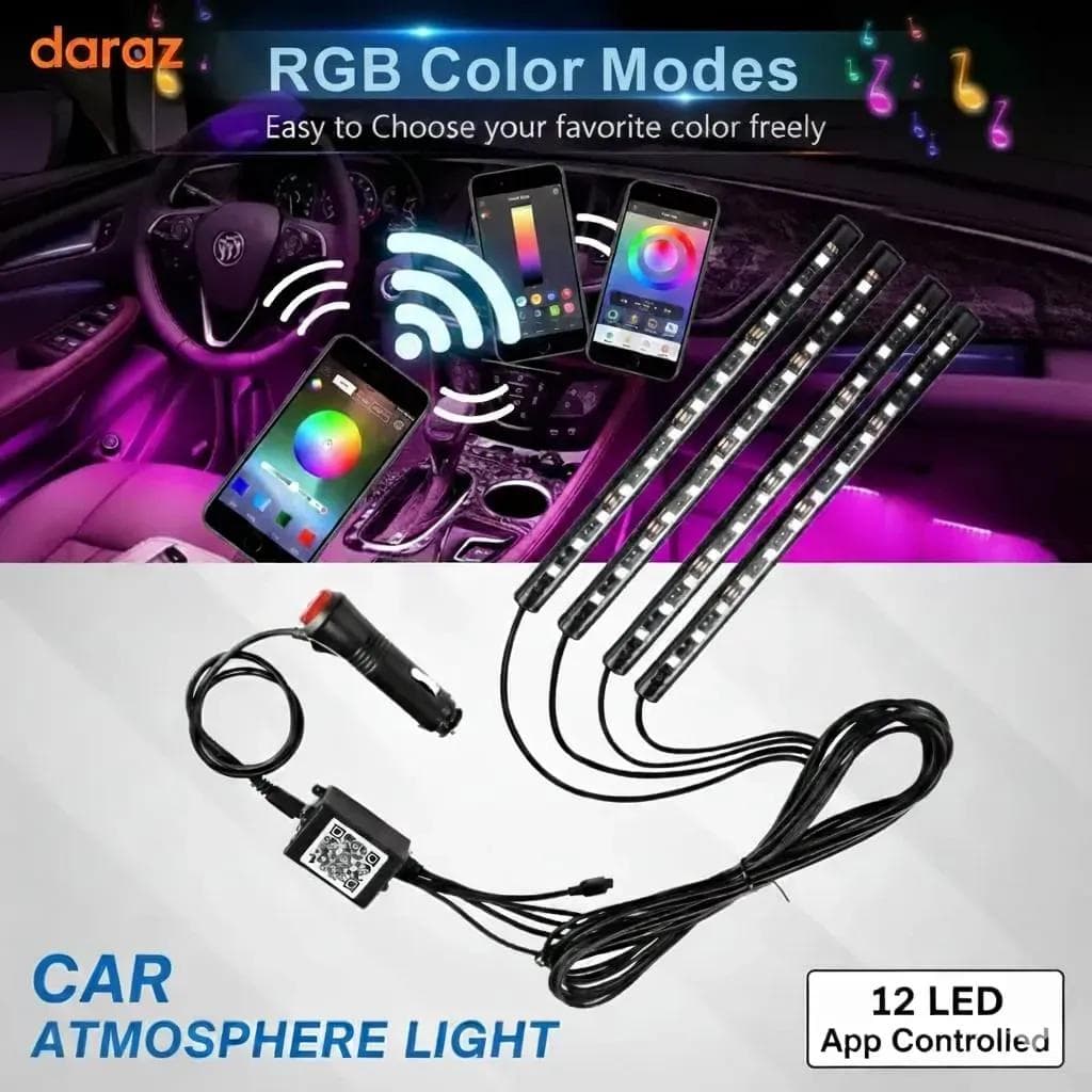 12LED Car Ambient Light with App Control