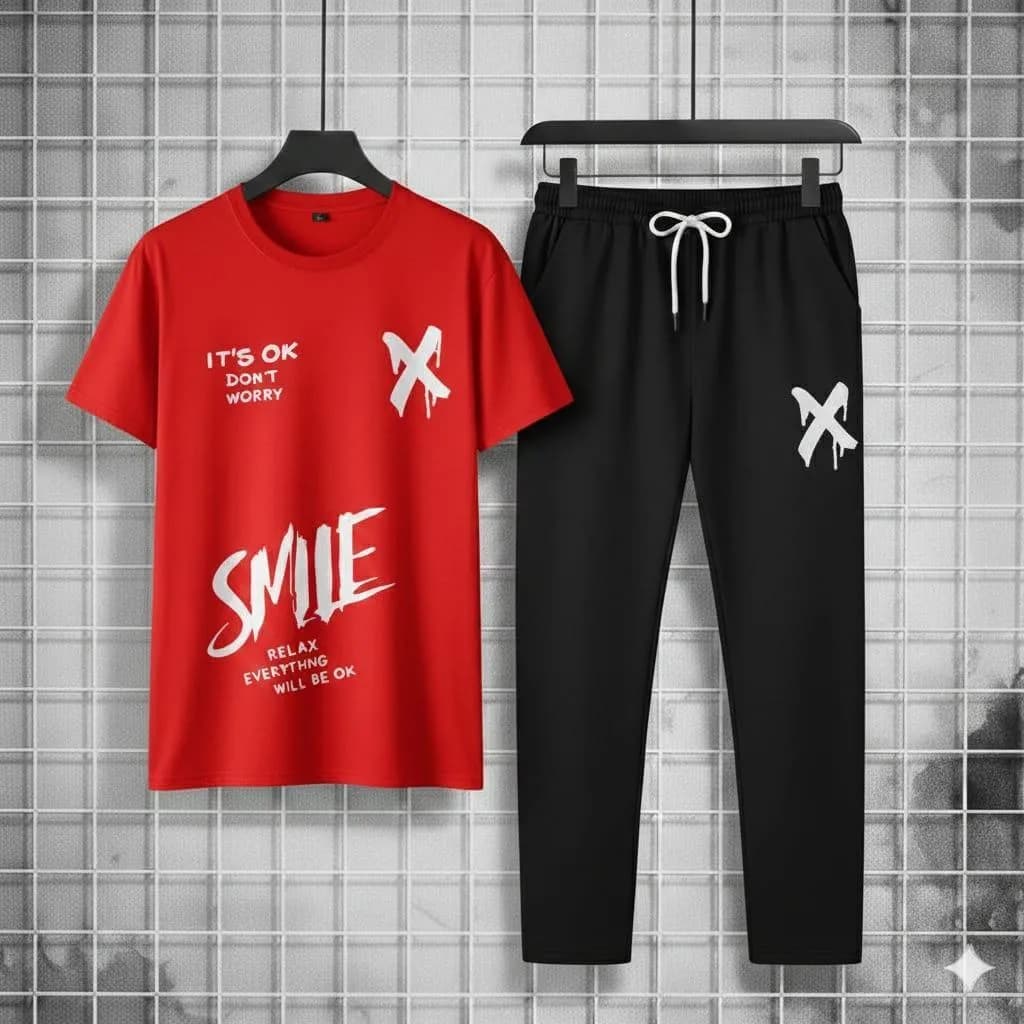 Men Red Black Track Suit with X Logo Pakistan