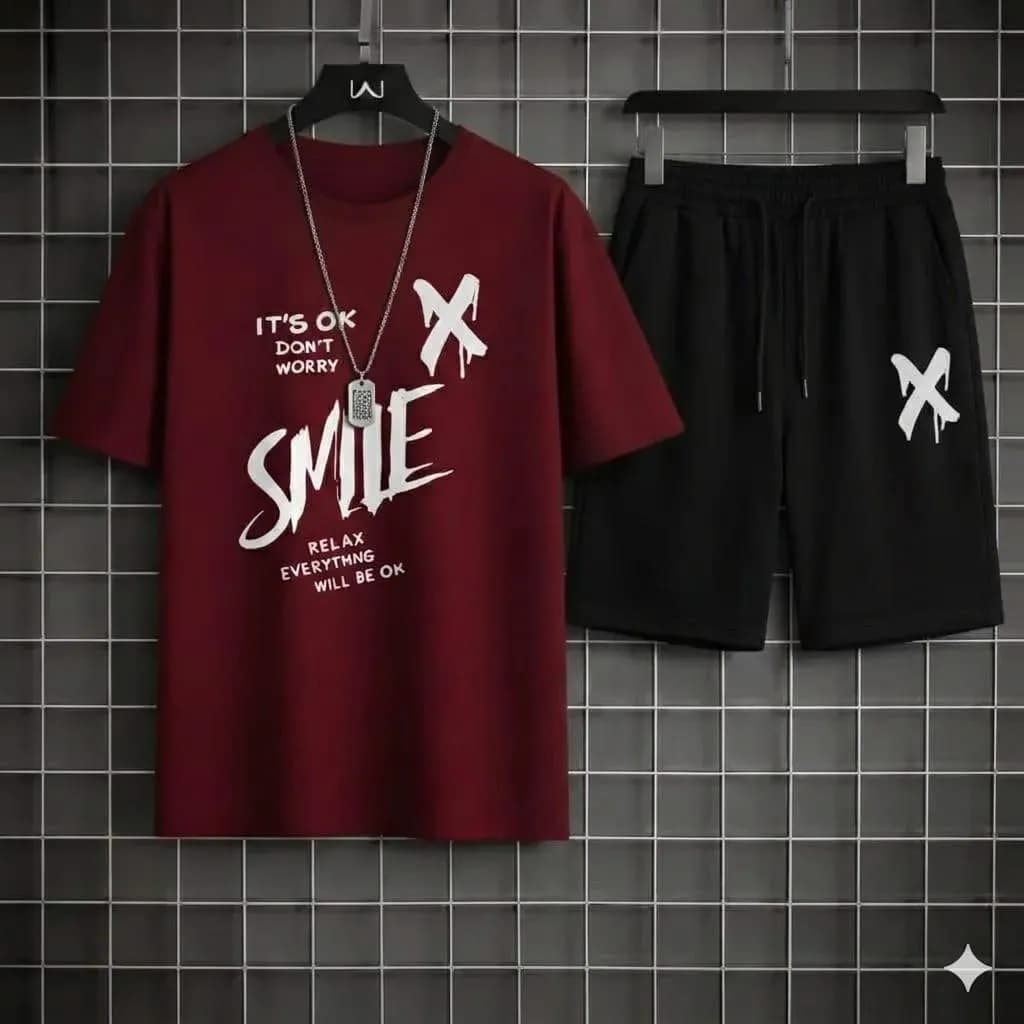 Men Maroon Printed Track Suit 2Pcs XL to XXL