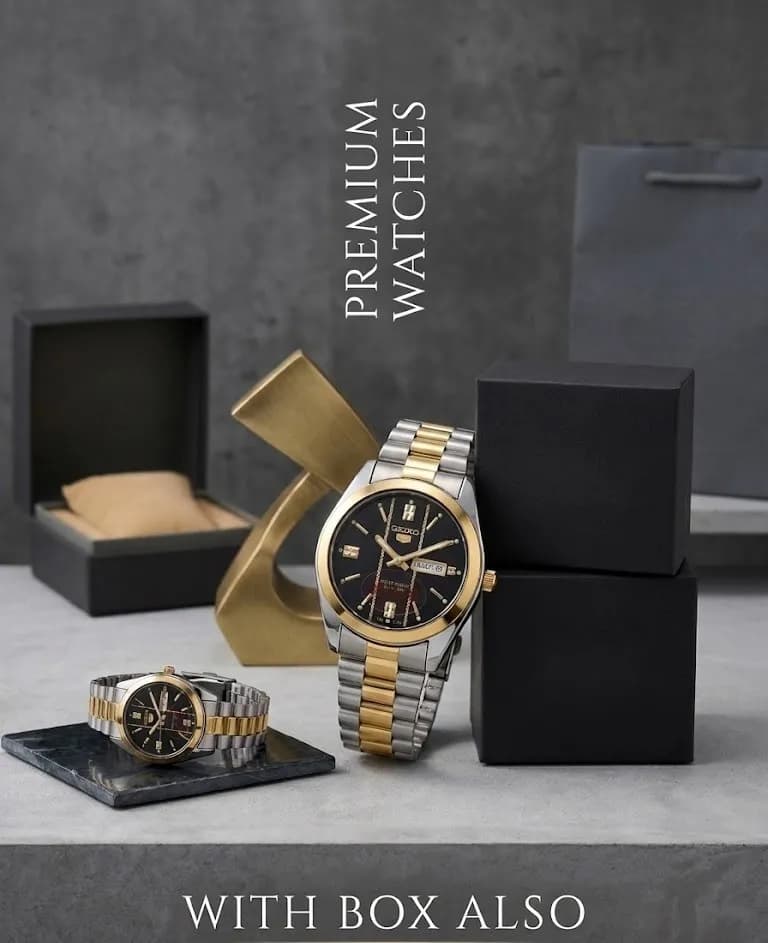 Men's Luxury Gold Black Dial Watch 37mm Stainless Steel