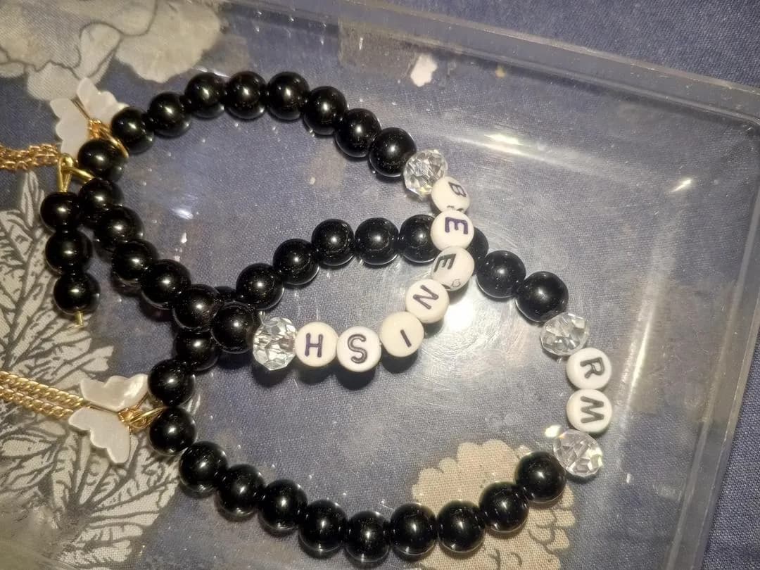 Black Crystal Charms Bracelet for Women Hand Made