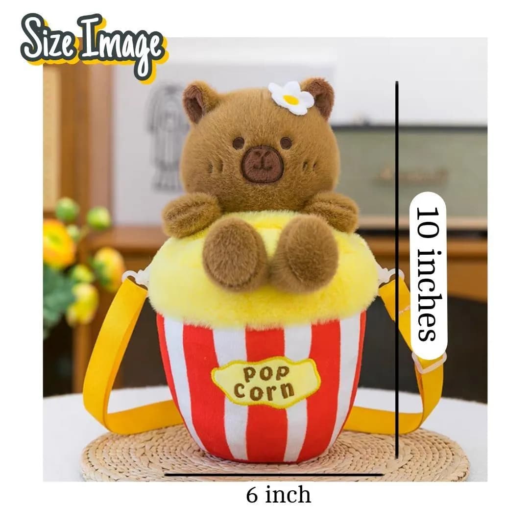 Cute Popcorn Bear Crossbody Bag for Kids