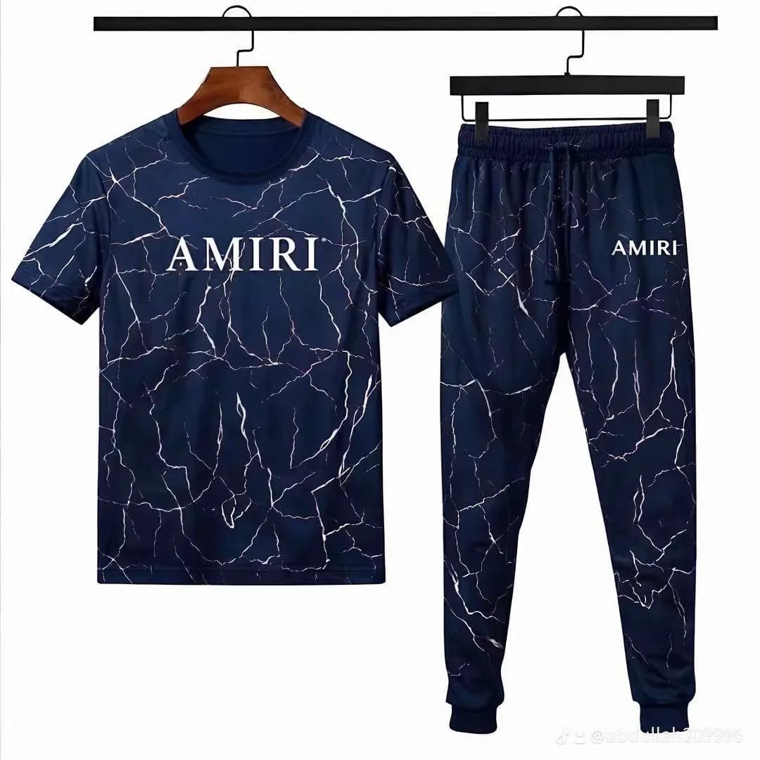 Men Navy Marble Print Track Suit AMIRT