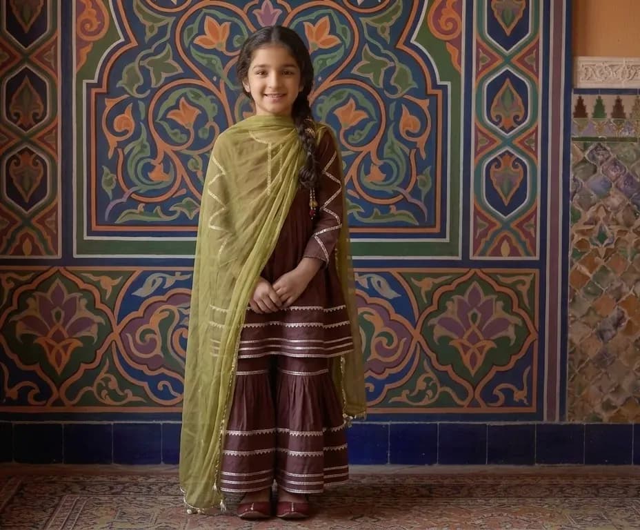 Pakistani Green Embroidered Silk Suit with Shawl
