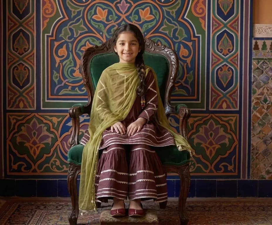 Pakistani Green Embroidered Silk Suit with Shawl