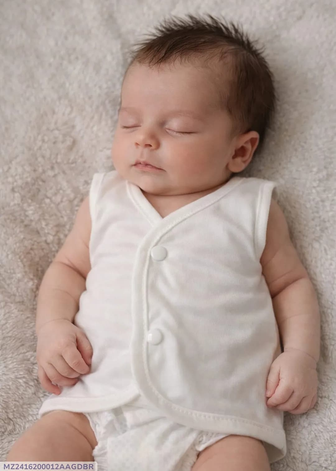 Newborn Baby V-Neck Cotton Inner Vest White 1-3M