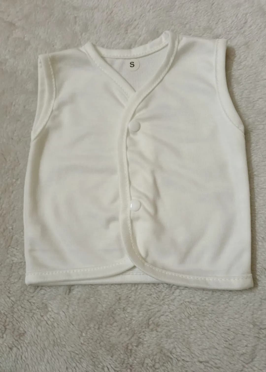 Newborn Baby V-Neck Cotton Inner Vest White 1-3M