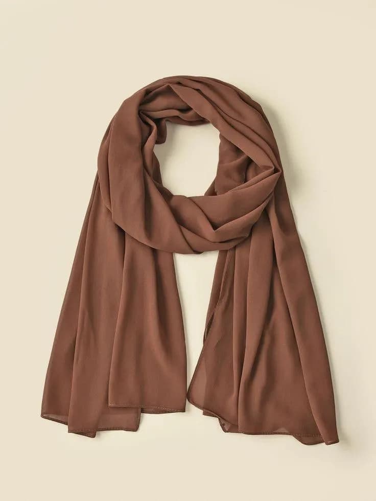 Soft Chiffon Hijab Brown Long Size Party Wear