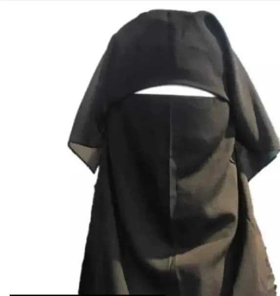 Triple Layer Chiffon Niqab Black Full Coverage