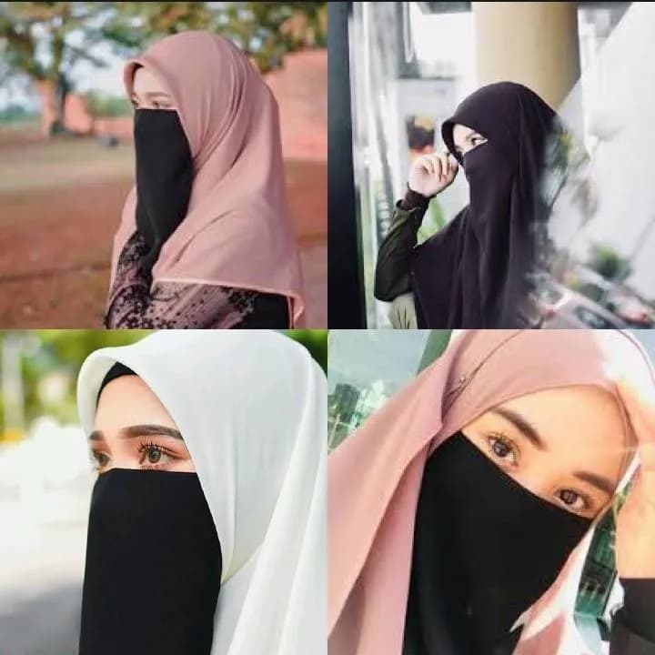 Black Chiffon Half Face Niqab Size 14 for Women Girls