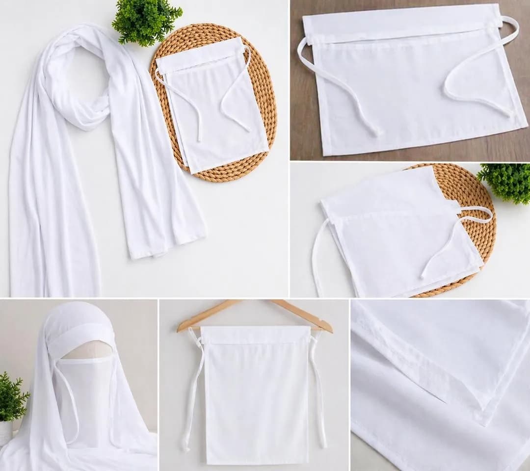 White Long Scarf with Folded Tissue Set