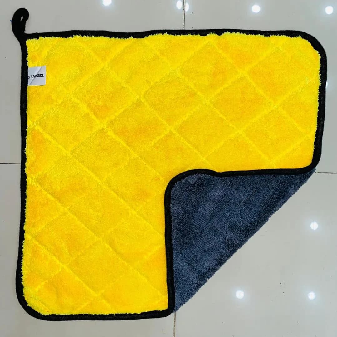 Microfiber Cleaning Towel Yellow Black Double-Sided Reusable