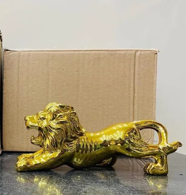 Golden Lion Metal Dashboard Ornament for Home Decor