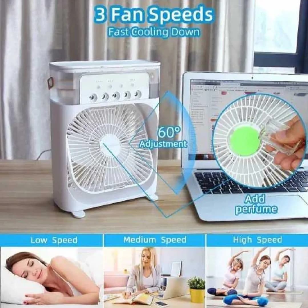White Desk Fan 3 Speed Waterproof 200mAh