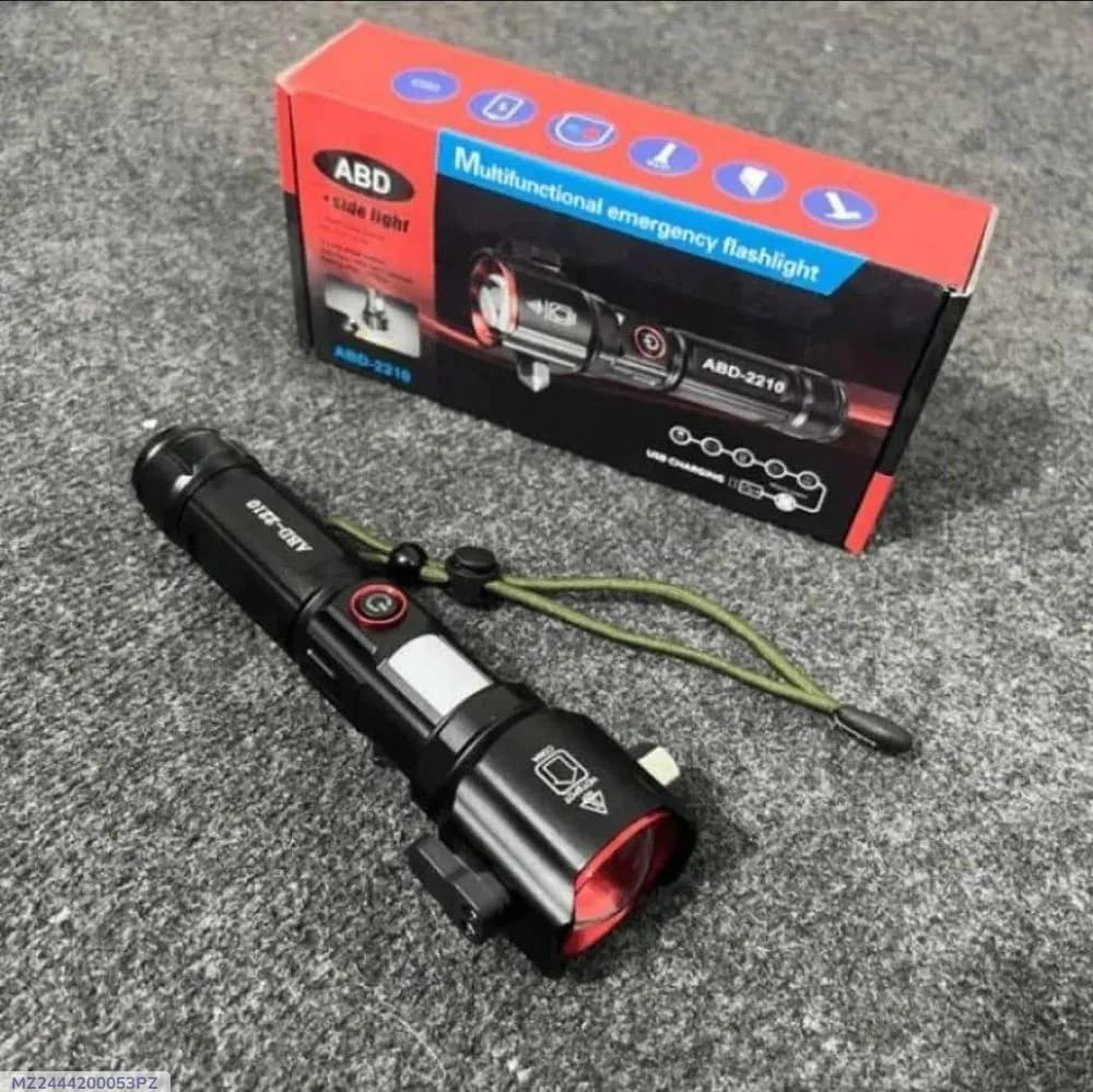 LED Rechargeable Torch Black Waterproof 3000mAh