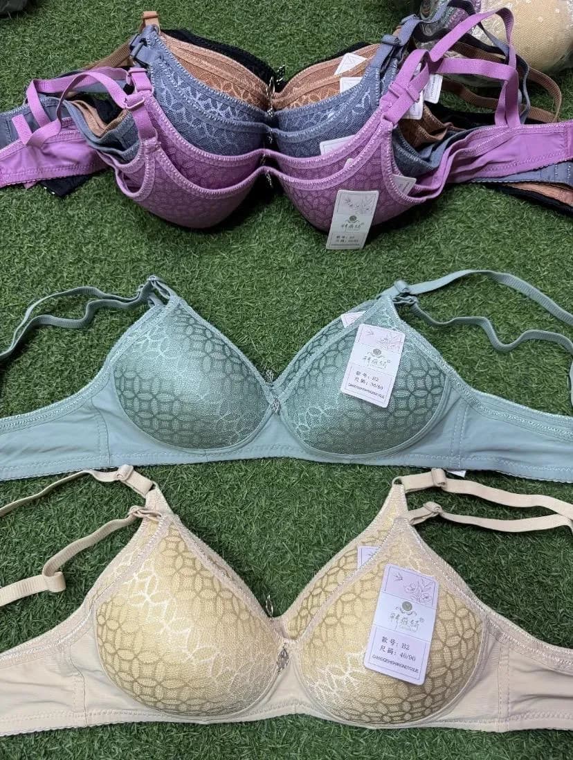 Multicolor Padded Bra Embroidered Polyester Sizes 32-42