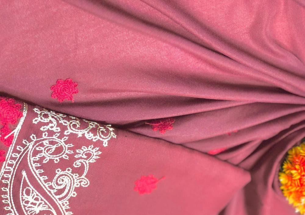 Women Swiss Lawn Embroidered Shawl Burgundy Floral