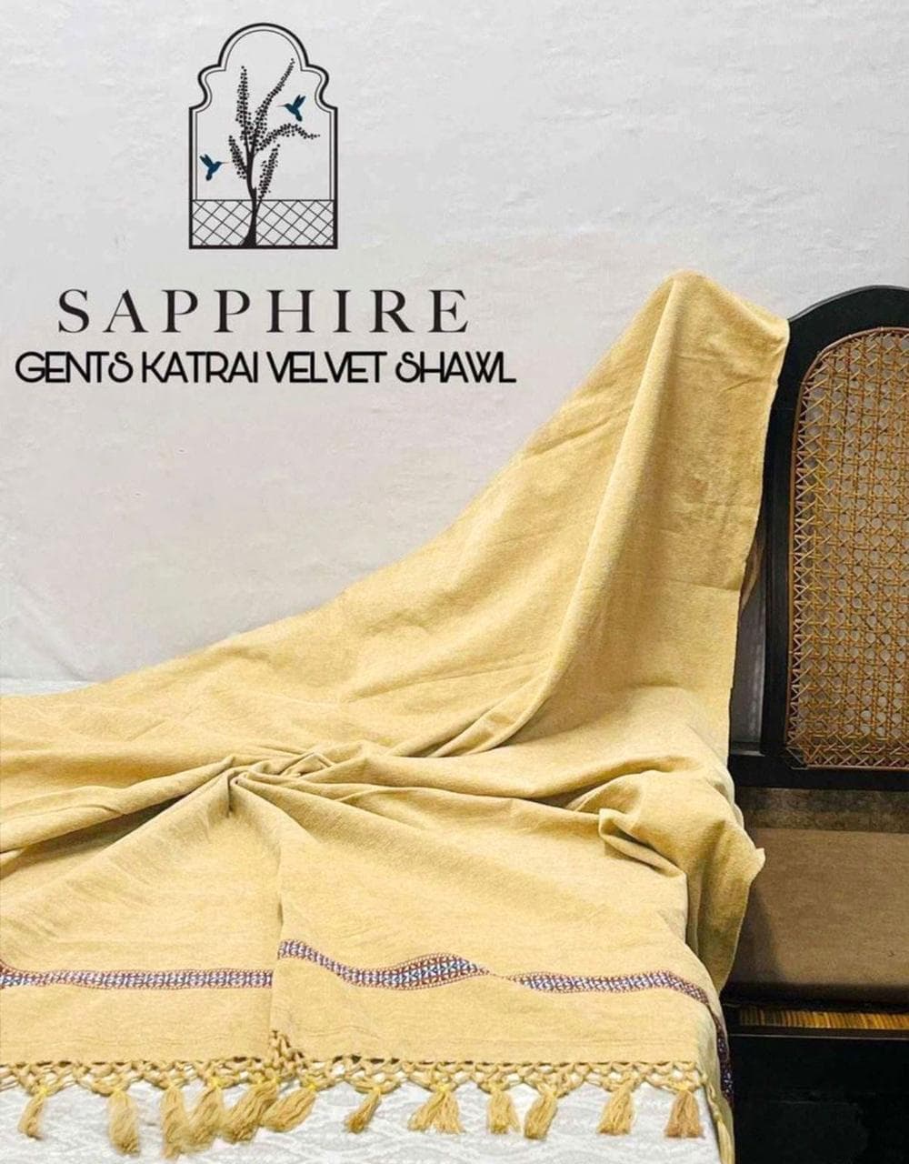 Men's Velvet Shawl Beige Winter Warm Cozy