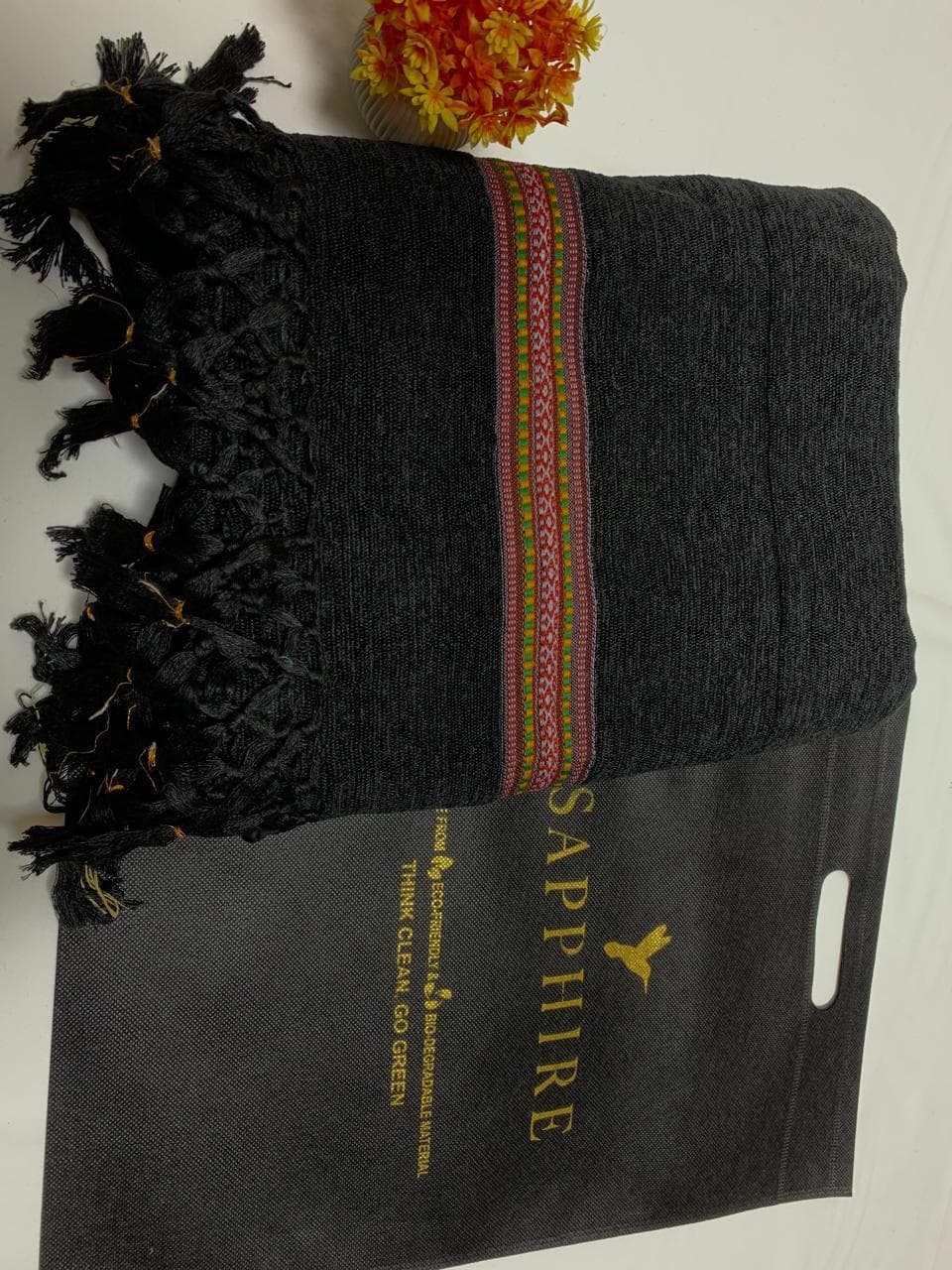 Men Velvet Shawl Black Winter Warm Formal