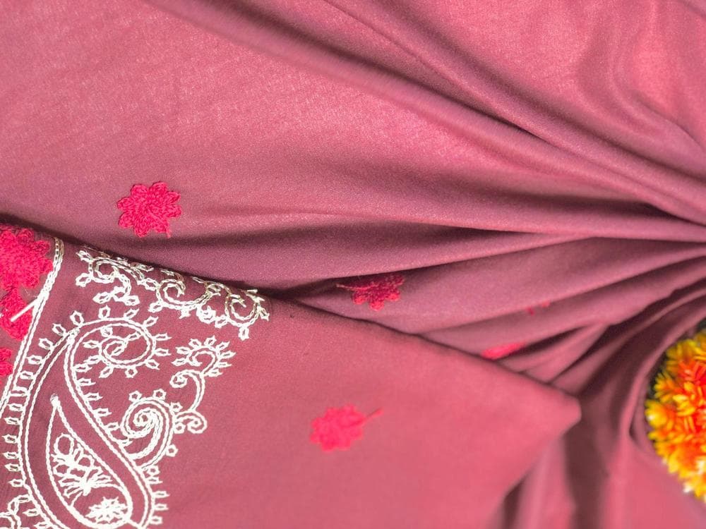 Swiss Lawn Shawl Pink Floral Embroidered