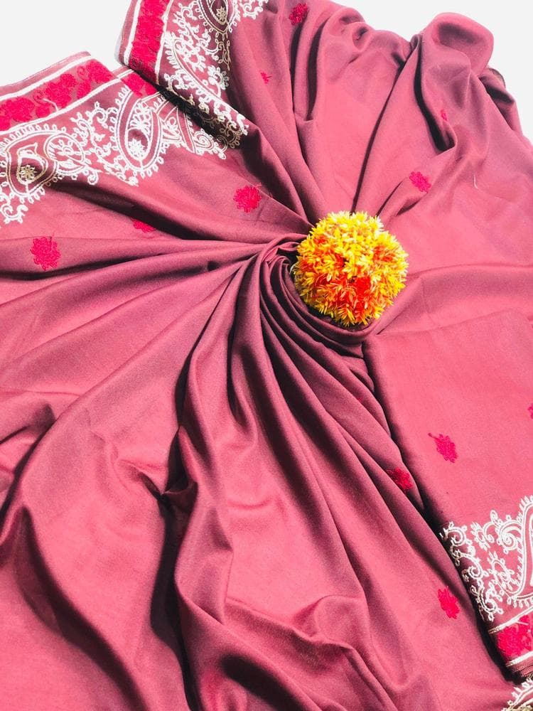 Swiss Lawn Shawl Pink Floral Embroidered