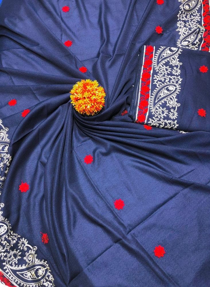 Swiss Lawn Shawl Red Paisley Embroidery 2.5 Gazz