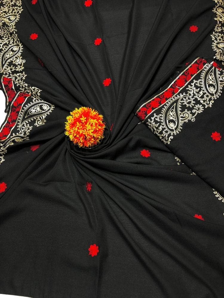 Swiss Lawn Shawl Red Gold Embroidery Pakistan