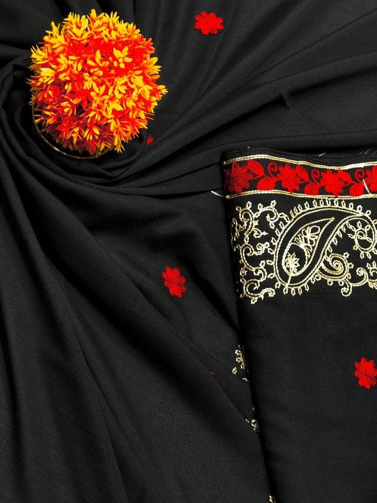 Swiss Lawn Shawl Red Gold Embroidery Pakistan