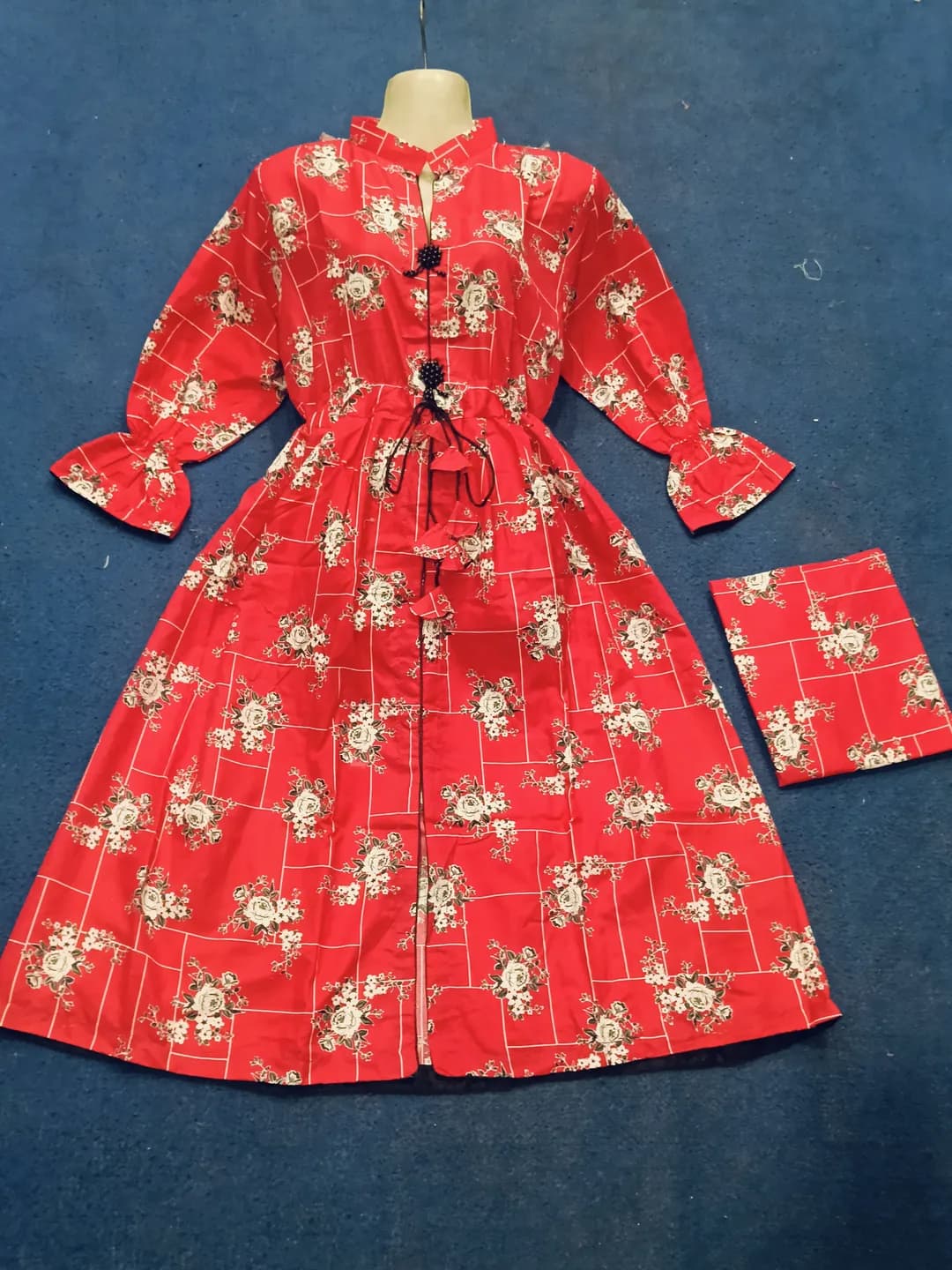 2 Pcs Women's Stitched poly Cotton Printed Frock And Trouser