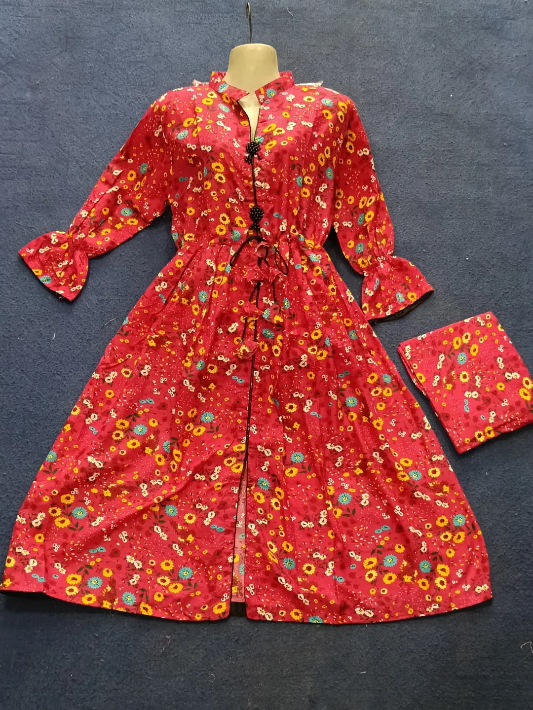 2 Pcs Women's Stitched poly Cotton Printed Frock And Trouser