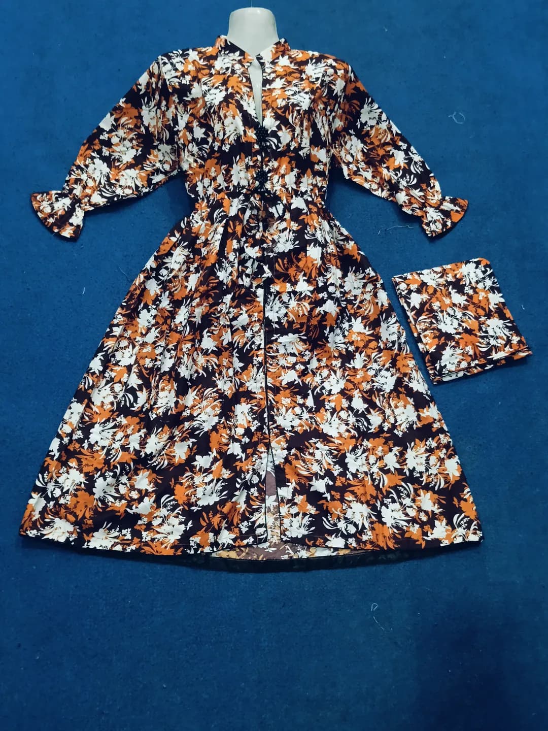 2 Pcs Women's Stitched poly Cotton Printed Frock And Trouser
