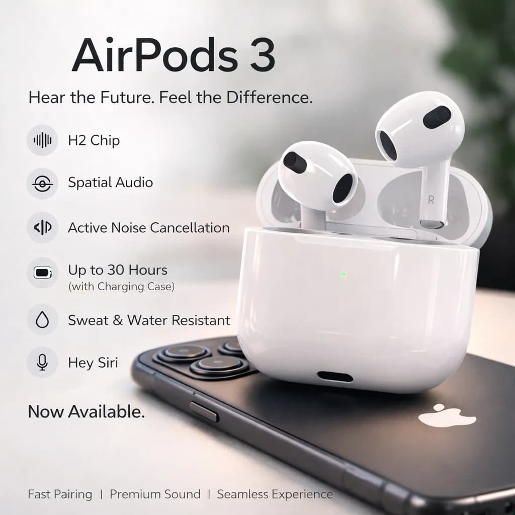 AirPods 3 White ANC Earbuds with Fast Charge