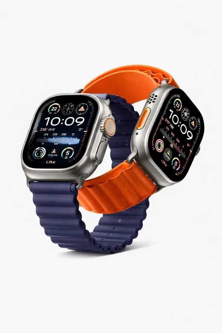 Smart Watch with Orange Strap for Men Women
